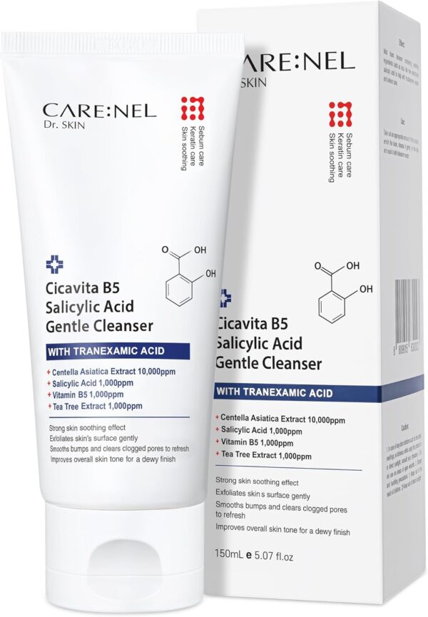 Carenel Cicavita B5 Salicylic Acid Gentle Cleanser 150ml Carenel Best Skincare Products,Carenel Lip Care Balm,,Buy Carenel Products Online,,Carenel Korean Skincare,Carenel Moisturizing Lip Mask,Anti-Melasma Cream,AHA BHA Peeling Serum,Korean Skincare,Niacinamide Zinc Serum,CICA Vitamin B5 Serum,Hydrating Lip Balm,for Acne Prone Skin,Brightening Cream,Gentle Exfoliating Serum