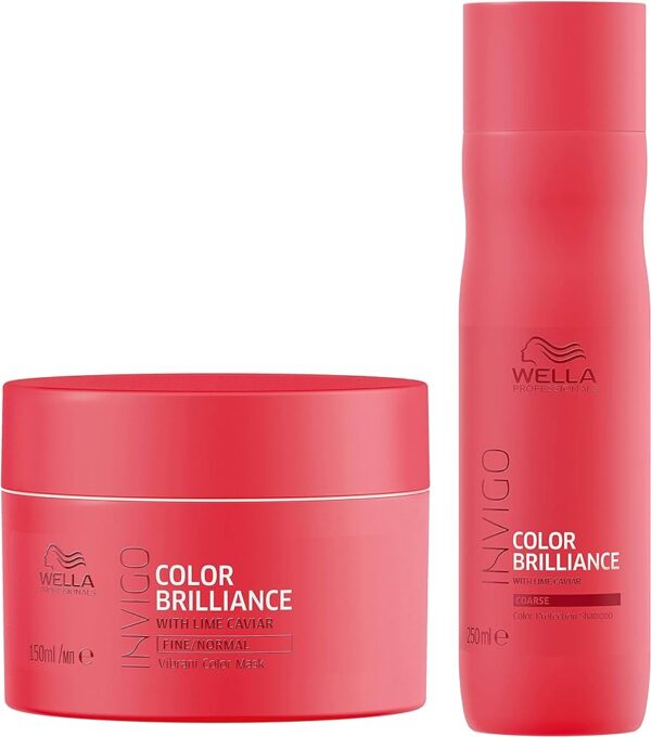 Wella Professionals INVIGO Color Brilliance Mask 150ml and Shampoo 250ml Wella all hair type, Wella Suitable for All Hair Types, Wella Softness and shine, Wella Moisturizing shampoo, Wella Sulfate-free shampoo, wella best hair care, wella best Conditioner, wella Color Brilliance Mask, wella Color Brilliance shampoo, wella Color-treated hair, wella Sulfate-free shampoo, Wella Color Brilliance shampoo mask ,