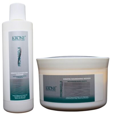 Krone Professional Proboto-X Keratin Cleanser And Nourishing masque Combo 200ml (Sulphate-Free) Krone,Krone Professional Anti Dandruff Hair Tonic,krone hair tonic,krone shine bond serum,krone shine bond shamoo,krone shine bond mask,krone pro-botox mask, krone pro-botox cleanser, krone pro-botox hair serum,Krone Hair sprey for all hair,Krone hair oil,Krone sulfate free shampoo,