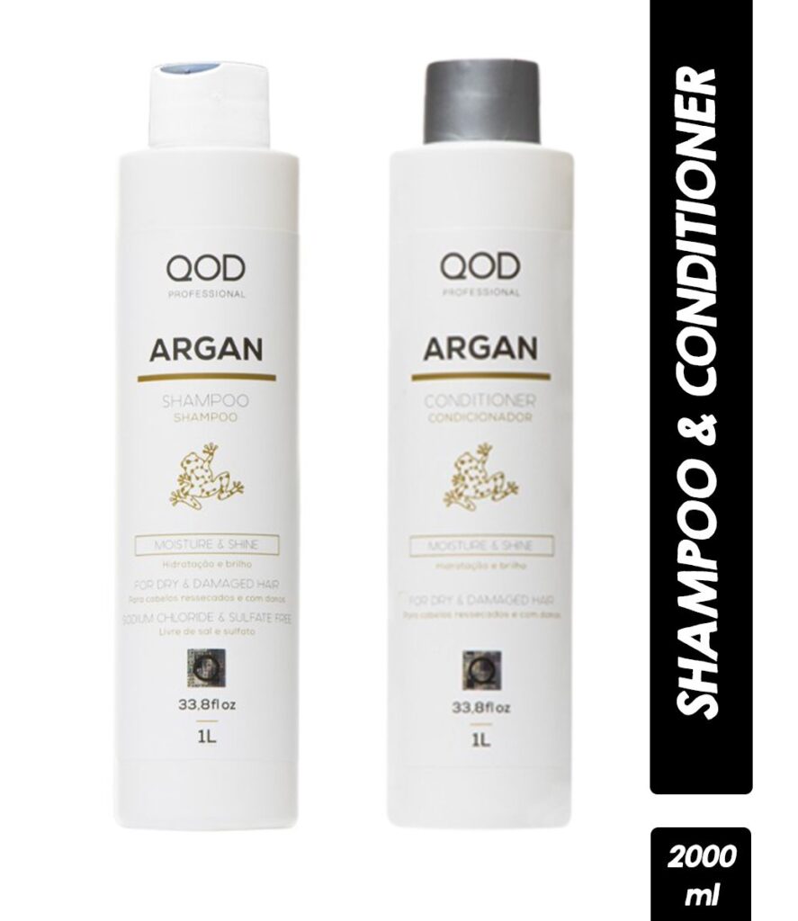 QOD Professional Argan Moisture-Shine Shampoo and Conditioner 1000ml Each QOD Argan Conditioner,Argan Shampoo, Max Prime Hair Mask,Max Prime Shampoo,QOD Argan Combo,Max Prime Combo