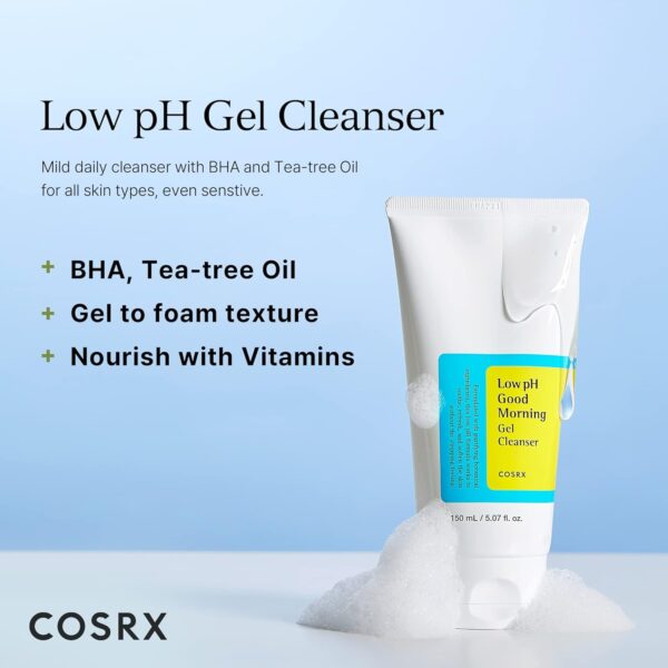 COSRX Low pH Good Morning Gel Cleanser, Daily Mild Face Cleanser for Sensitive Skin, PH Balancing, Anti Breakouts, No Parabens