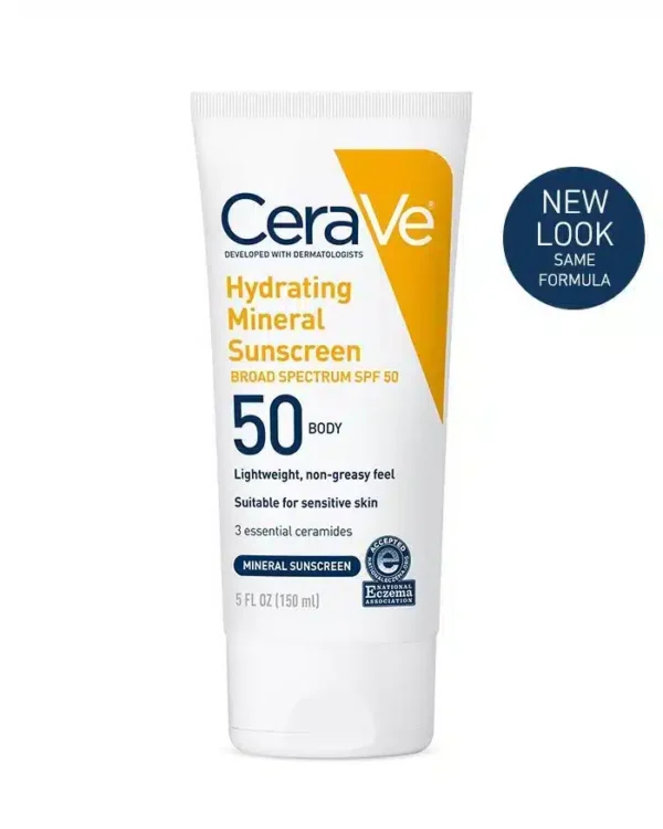 CeraVe Hydrating Mineral Body Sunscreen Broad Spectrum SPF 50 150ml - Image 1