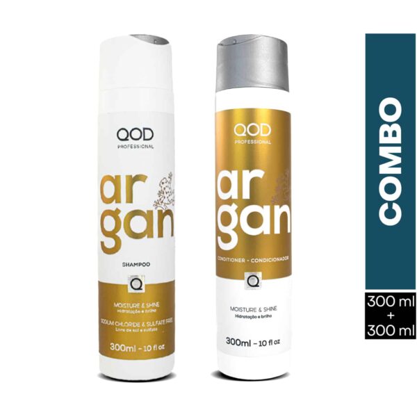 QOD Professional Argan Shampoo and Conditioner 300ml Each (Sulfate Free) - Image 1