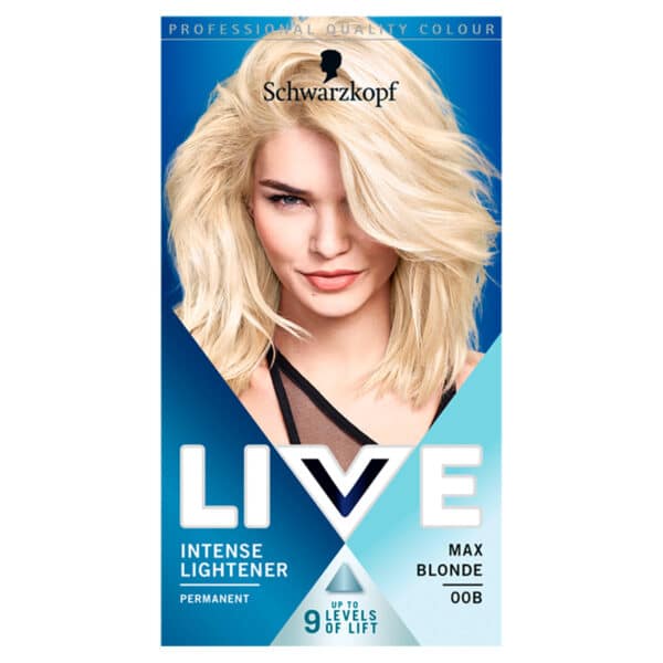 Schwarzkopf Live Intense Lightener Bleach Hair Dye – Max Blonde 00B Permanent - Image 1