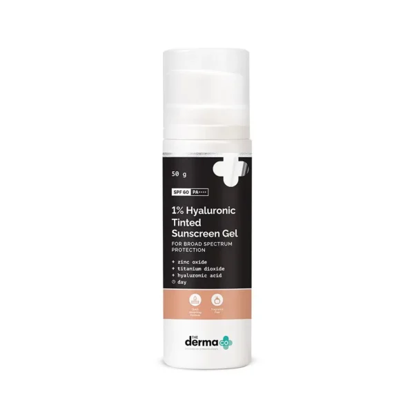 The Derma Co 1% Hyaluronic Tinted Sunscreen SPF 60 Gel PA++++ (30g) - Image 1