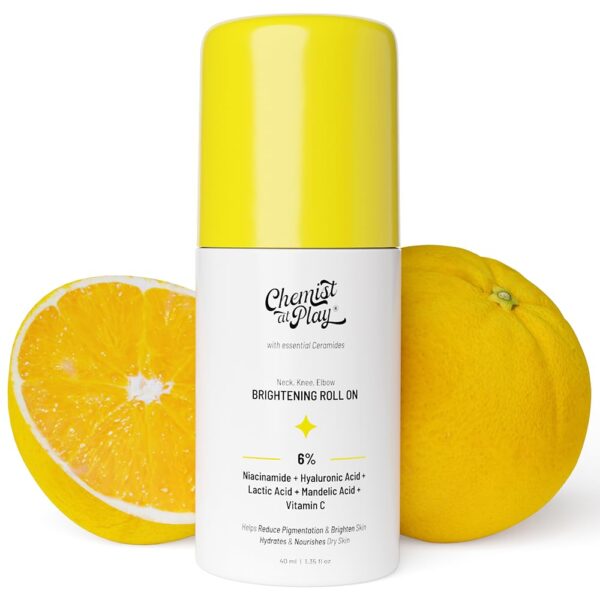Chemist at Play Brightening Roll-On for Neck, Knee & Elbow | 6% Vitamin C, Niacinamide, AHA & Ceramides | Fades Pigmentation & Hydrates Dry Skin | 40ml - Image 1